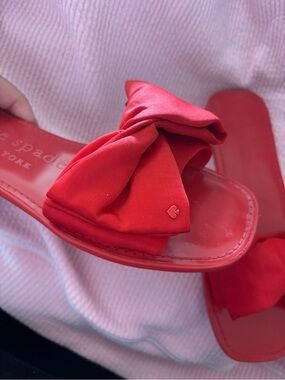 kate spade Red Bow Slide Sandals with Heart Accent